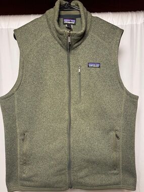 Patagonia Better Sweater Vest Mens Large Green Knit Full Zip Pockets Outdoor